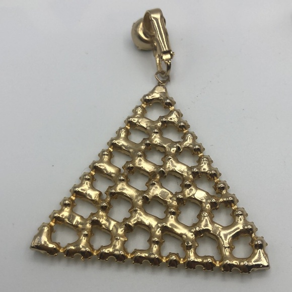 Stunning Sparkling Earrings Vintage Gold Tone Green, Clear - Picture 8 of 10